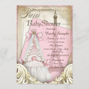 Invitation Filles Vintage Paris Baby Shower