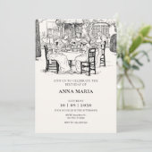 Invitation Filles vintages prenant le thé (Debout devant)