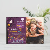 Invitation Filles violettes Halloween fête d'anniversaire Pho (Debout devant)