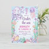 Invitation Filles Violettes Sous La Mer Octopus Anniversaire (Debout devant)