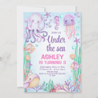 Filles Violettes Sous La Mer Octopus Anniversaire