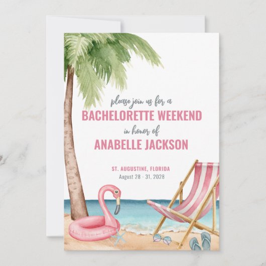 Invitation Filles Weekend Beach Bachelorette (Devant)