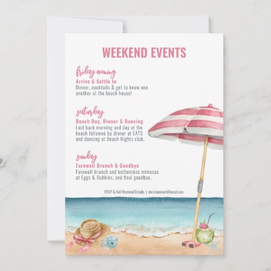 Invitation Filles Weekend Beach Bachelorette (Dos)