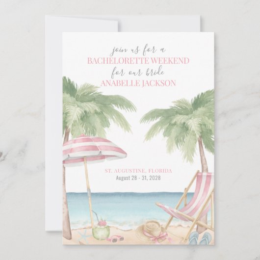 Invitation Filles Weekend Beach Bachelorette (Devant)
