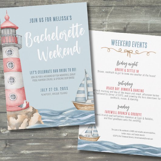 Invitation Filles Weekend Beach Bachelorette nautique