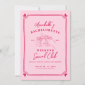Invitation Filles Weekend Cocktail Social Club Bachelorette (Devant)