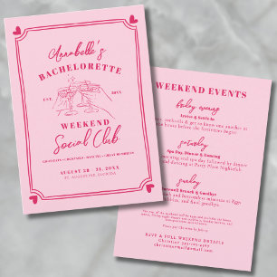 Invitation Filles Weekend Cocktail Social Club Bachelorette
