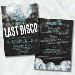 Invitation Filles Weekend Dernier Disco Bachelorette<br><div class="desc">Célébrez la mariée pour être la dernière disco devant le mariage ! Une invitation amusante et funky avec une boule disco aquarelle, un arrière - plan noir chatoyant et une typographie audacieuse pour un accent ludique. Vous pouvez modifier toutes les couleurs de texte pour en faire la vôtre. Que vous...</div>