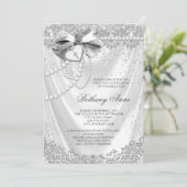 Invitation Filles White Satin Première Communion (Debout devant)