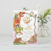 Invitation Filles Woodland Antler Baby shower (Debout devant)