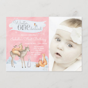 Invitation Filles Woodland Hiver ONEderland Photo Anniversair