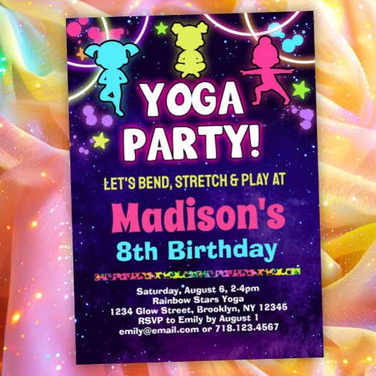 Invitation Filles Yoga fête d'anniversaire