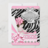 Invitation Filles Zebra Baby shower (Devant)