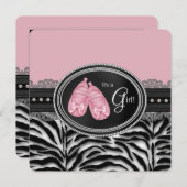 Invitation Filles Zebra Baby shower (Devant / Derrière)