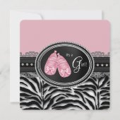 Invitation Filles Zebra Baby shower (Devant)