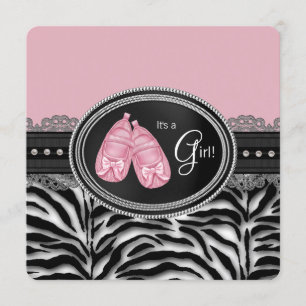 Invitation Filles Zebra Baby shower