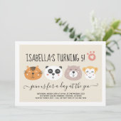 Invitation Filles Zoo Animal Emoji Thème Anniversaire (Debout devant)