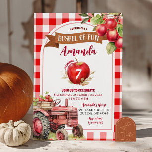 Invitation Fillet de plaisir pomme rouge et camion fille d'an