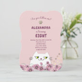 Invitation Fillettes Anniversaire Chat Mignon Rose (Debout devant)