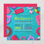 Invitation FILLIEURS DE POOL Filles Fêtes de Bat Mitzvah (Devant / Derrière)