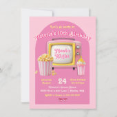 Invitation Film Night Doll Retro Pink TV Anniversaire (Devant)