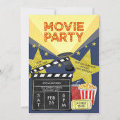 Invitation Film Party Popcorn Clapperboard Cinéma Anniversair (Devant)
