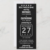 Invitation Film Strip Black and White Cinema Mariage (Dos)