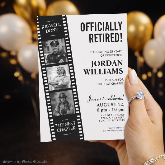 Invitation Film Strip Invite, Hollywood Custom Retirement