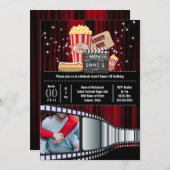 Invitation Film thème de la soirée cinéma popcorn (Devant / Derrière)