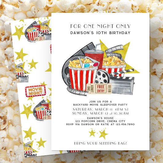 Invitation Film Thème Jardin Sleepover Fête Anniversaire