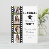 Invitation Filmstrip Four Photo Collage Graduation | BLANCHE (Debout devant)