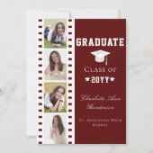 Invitation Filmstrip Four Photo Collage Graduation | Red (Devant)