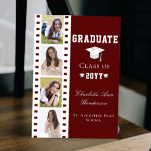 Invitation Filmstrip Four Photo Collage Graduation Red