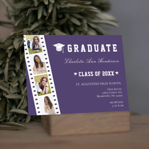 Invitation Filmstrip Four Photo Collage Open House   Pourpre