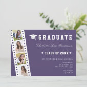 Invitation Filmstrip Four Photo Collage Open House | Pourpre (Debout devant)