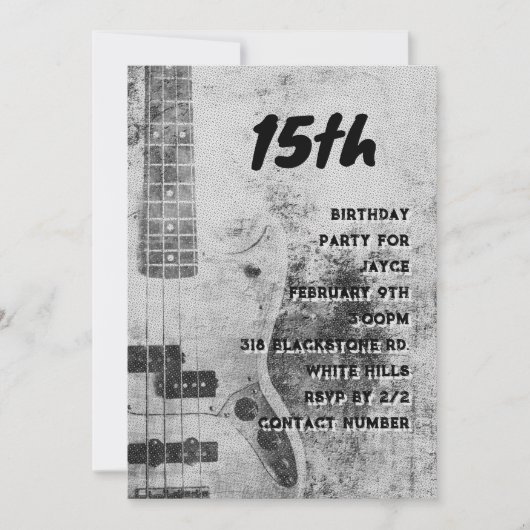 Invitation Fils Ado Anniversaire Grunge Guitare (Devant)