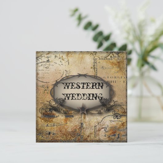 Invitation fils barbelés rustiques mariage western country co (Debout devant)