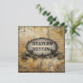 Invitation fils barbelés rustiques mariage western pays cowbo (Debout devant)