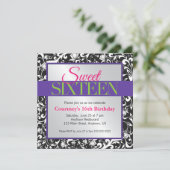 Invitation Fils blancs sur Black Sweet 16 Anniversaire (Debout devant)