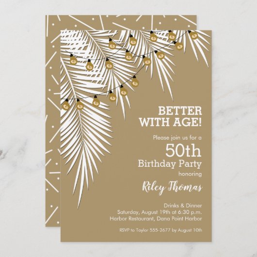 Invitation Fils clairs sur Palms Anniversaire (Devant / Derrière)