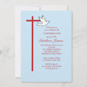 Invitation Fils Confirmation Cross Dove Blue (Devant)