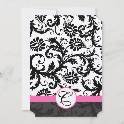 Invitation Fils Damas Noir & Blanc Fuchsia Trier Rose (Dos)