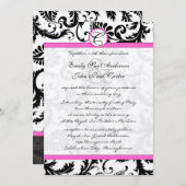Invitation Fils Damas Noir & Blanc Hot Rose (Devant / Derrière)