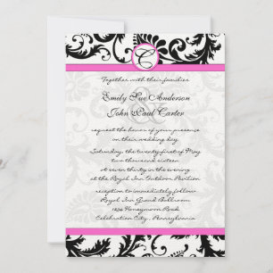 Invitation Fils Damas Noir & Blanc Hot Rose