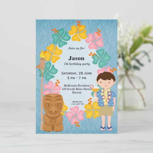 Invitation Fils d'anniversaire d'Hawaii (Debout devant)