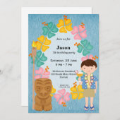 Invitation Fils d'anniversaire d'Hawaii (Devant / Derrière)