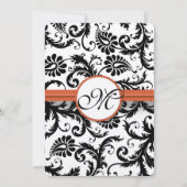 Invitation Fils de Damas noirs sur blanc Brûlé Orange Trim (Devant)