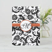 Invitation Fils de Damas noirs sur blanc Brûlé Orange Trim (Debout devant)