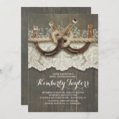 Invitation Fils de fer à cheval rustique et Fête des mariées  (Devant / Derrière)