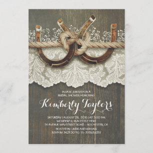 Invitation Fils de fer à cheval rustique et Fête des mariées